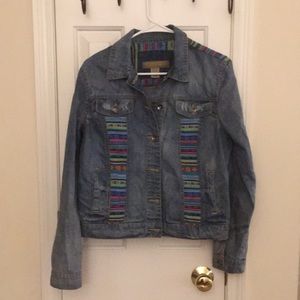 Jean Jacket with Color Design Fabric Patches